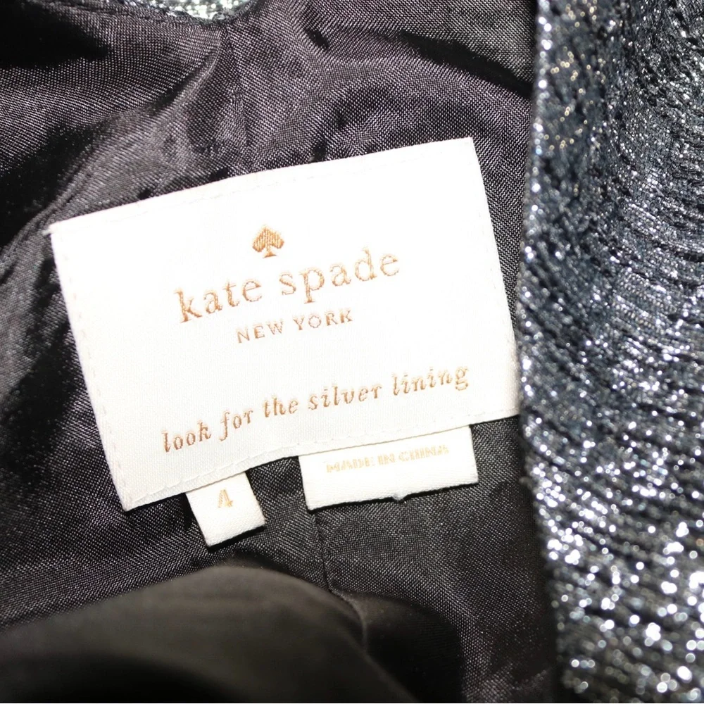 Kate Spade Andi Metallic Peplum Dress in All That Glitters Gunmetal (Silver)